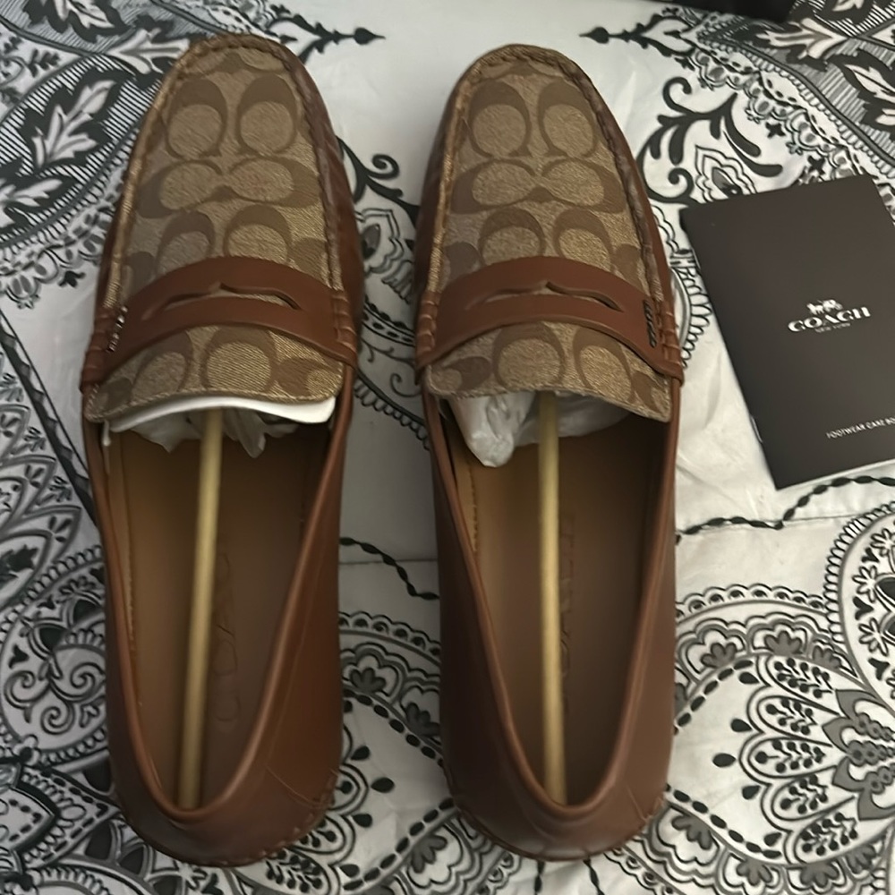 Brand New Men Size 10.5 Coach Leather Loafers Brown